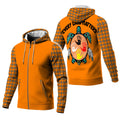 Orange zip-up hoodie with 