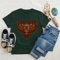Dark green T-shirt featuring Thunderbird tribal art symbol