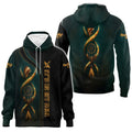 Native-style hoodie with warbonnet and dreamcatcher motifs front and back
