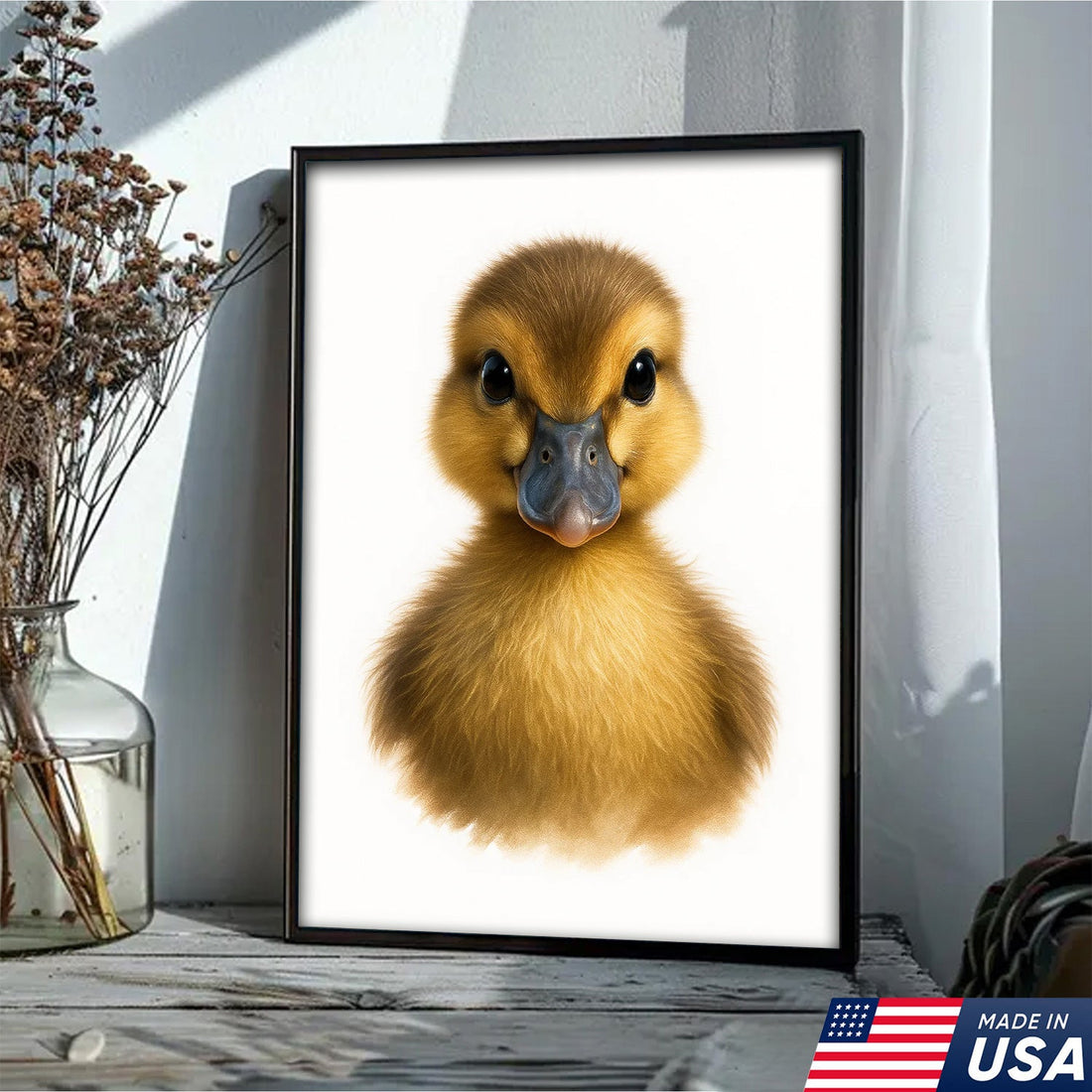 Minimalist Duckling Canvas Wall Art, Cute Baby Duck Portrait, Modern Animal Nursery Print for Farmhouse or Country Home Decor
