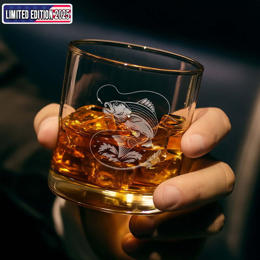 Fishing Engraved Whiskey Glass, Fishing Rocks Glass Gift for Fisherman & Outdoorsmen