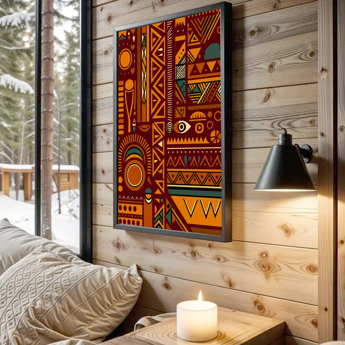 Native American Wall Art, Tribal Geometric Poster, Abstract Pattern Canvas Print