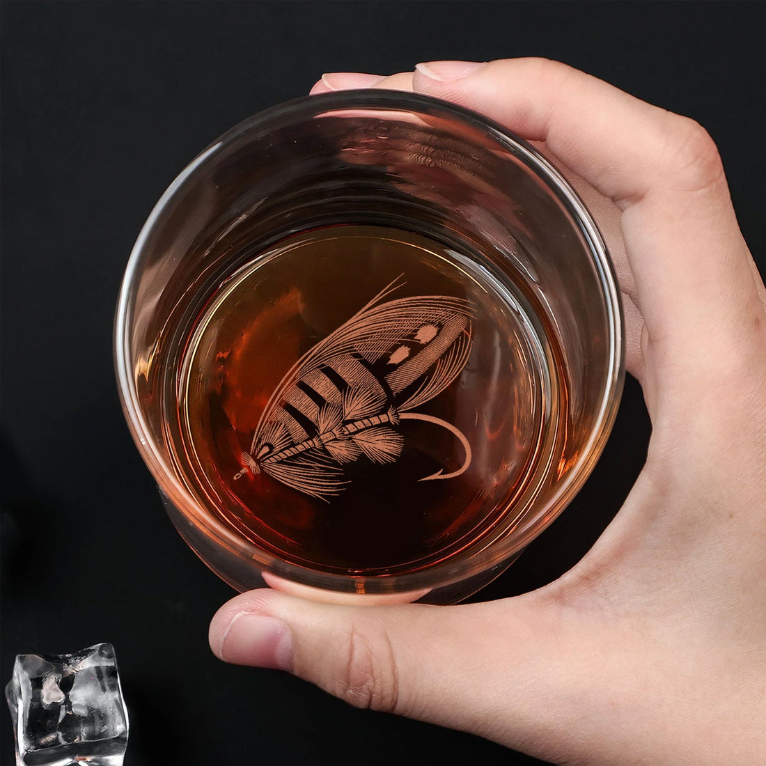 Fly Fishing Engraved Whiskey Glass – Whiskey Glass for Men, Fishermen & Drinking Lovers