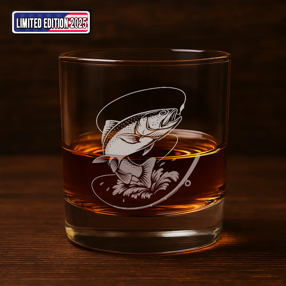 Trout Fishing Whiskey Glass – Custom Engraved Fly Fisherman Gift2025