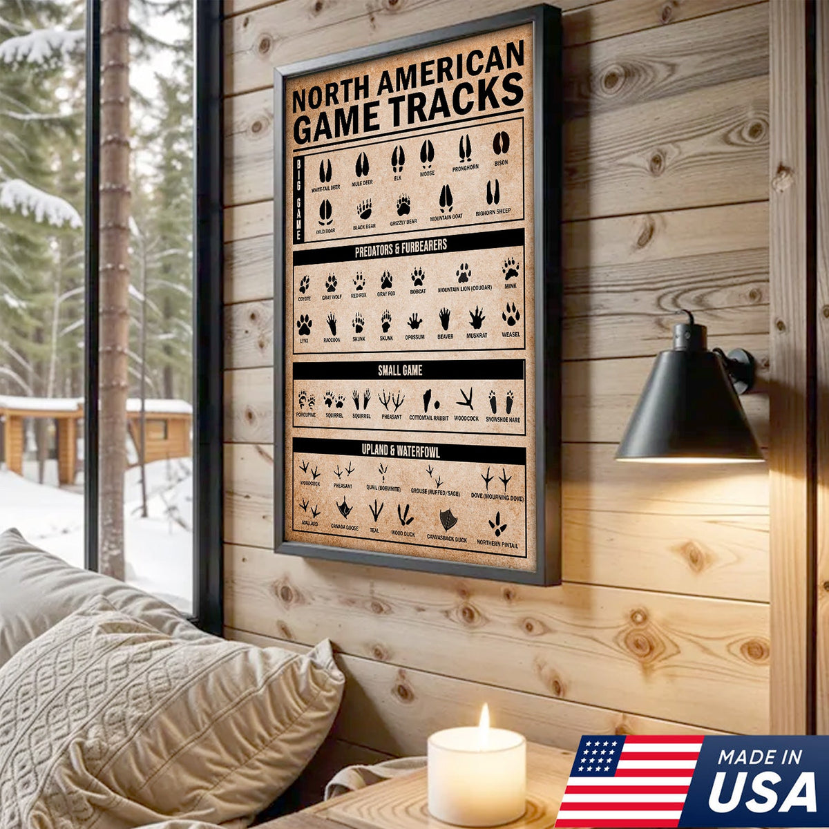 Rustic Picture Games North American Game Tracks Canvas, Hunting Lodge Wall Art, Rustic Cabi ...