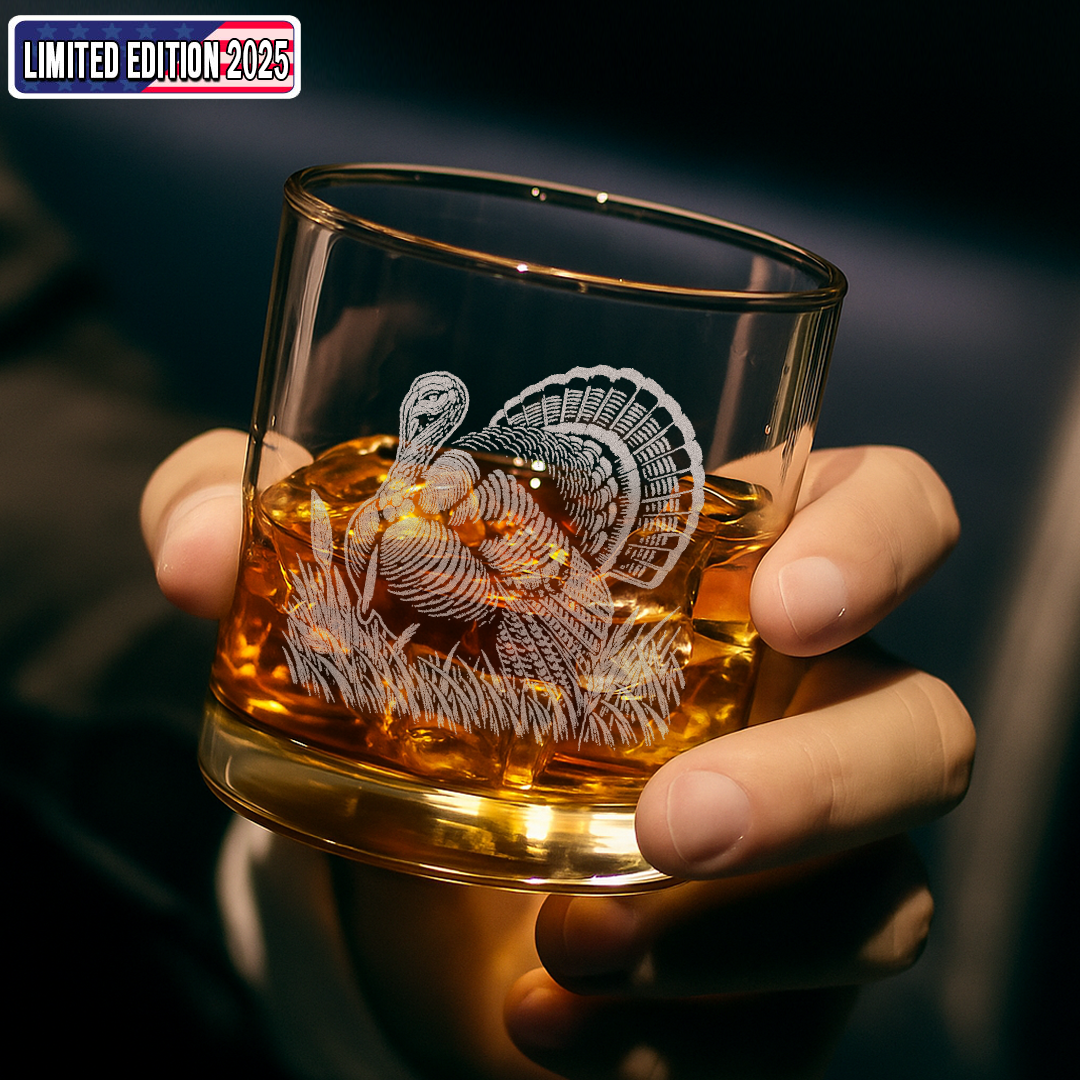 Turkey Hunting Engraved Whiskey Glass, Hunting Gift for Men, Rustic Barware 2025 Limited Edition