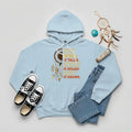 Light blue hoodie with Native American dreamcatcher ‘Listen to the Wind’ graphic
