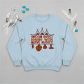 Light blue crewneck sweatshirt featuring a sacred teepee and feather totem design with the quote “American History Begins with Native History.