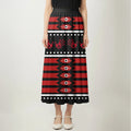 Black Skirt Maxi with red MMIW handprint, tribal patterns, and 