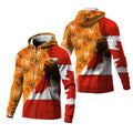 Fleece jacket featuring handprints and Canadian flag design, for awareness and cultural expression.