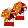 Hawaiian with Canadian flag and handprint design, celebrating Native American culture and awareness.