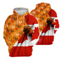 Hoodie with Canadian flag and handprint design, celebrating Native American culture and awareness.
