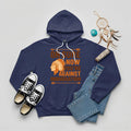 Navy blue hoodie featuring Native American graphic with chief headgear and the slogan 'Oh Sure Now You’re Against Immigration.'