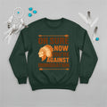 Native America graphic green sweatshirt with traditional chief headgear and 'Oh Sure Now You’re Against Immigration' text.