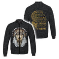 Bomber jacket with wolf design and 