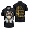 Premium polo shirt featuring a wolf design and 
