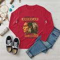 Red long sleeve T-shirt featuring Native American tribal design with an inspiring quote on strength and honor.
