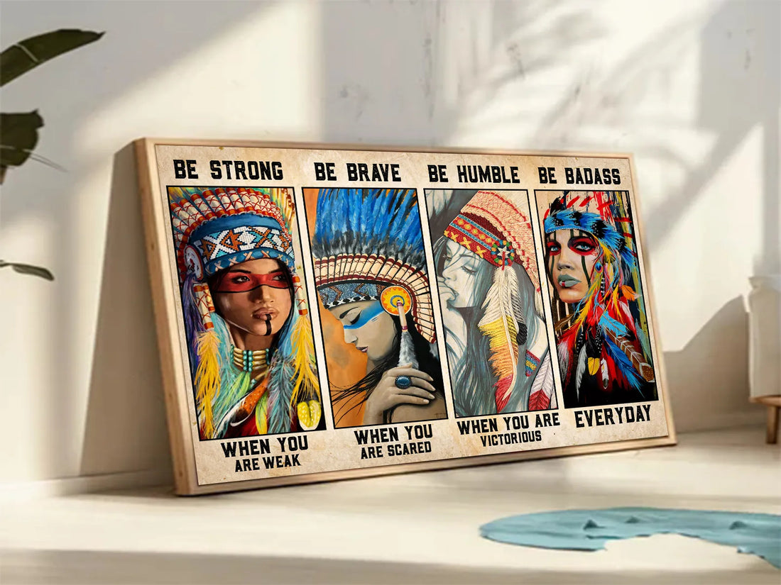 "Be Strong When You Are Weak" - A motivational Native American inspired artwork with a warrior.