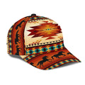 Side angle of beige Native American style baseball cap with intricate horse beadwork design.