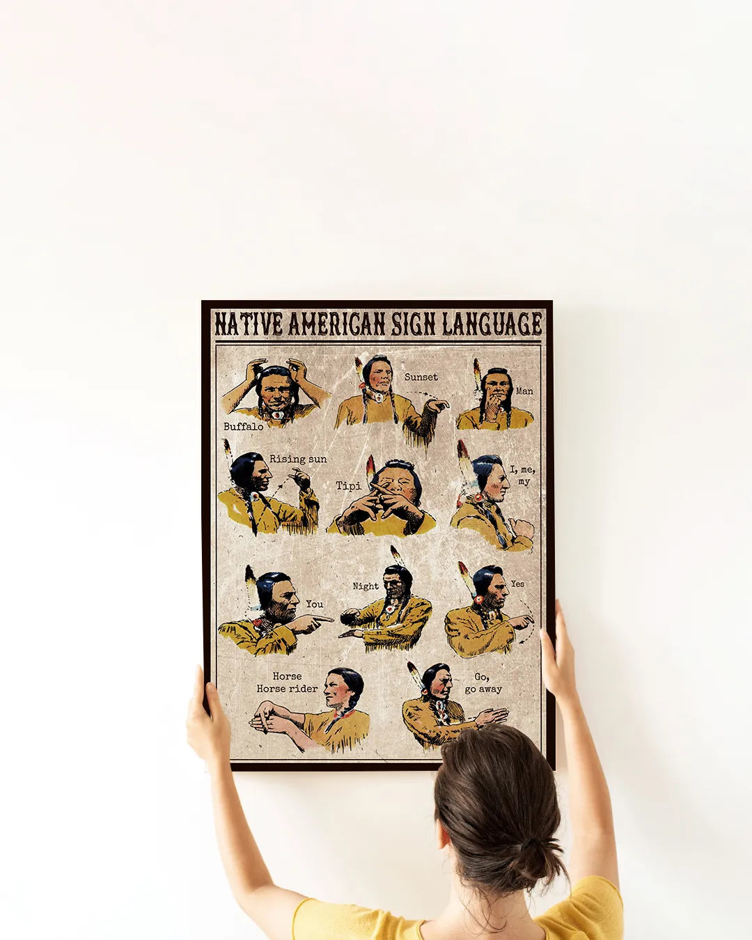 Poster featuring the Native American sign, symbolizing strength and survival.
