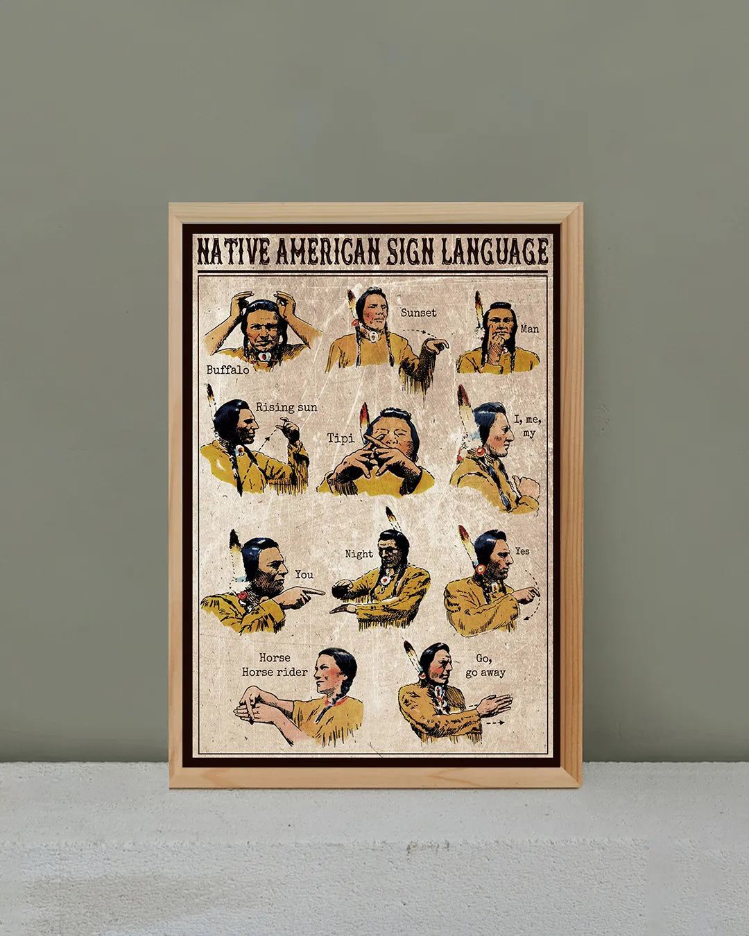 Poster showcasing the Native American sign, symbolizing peace, rest, and reflection.
