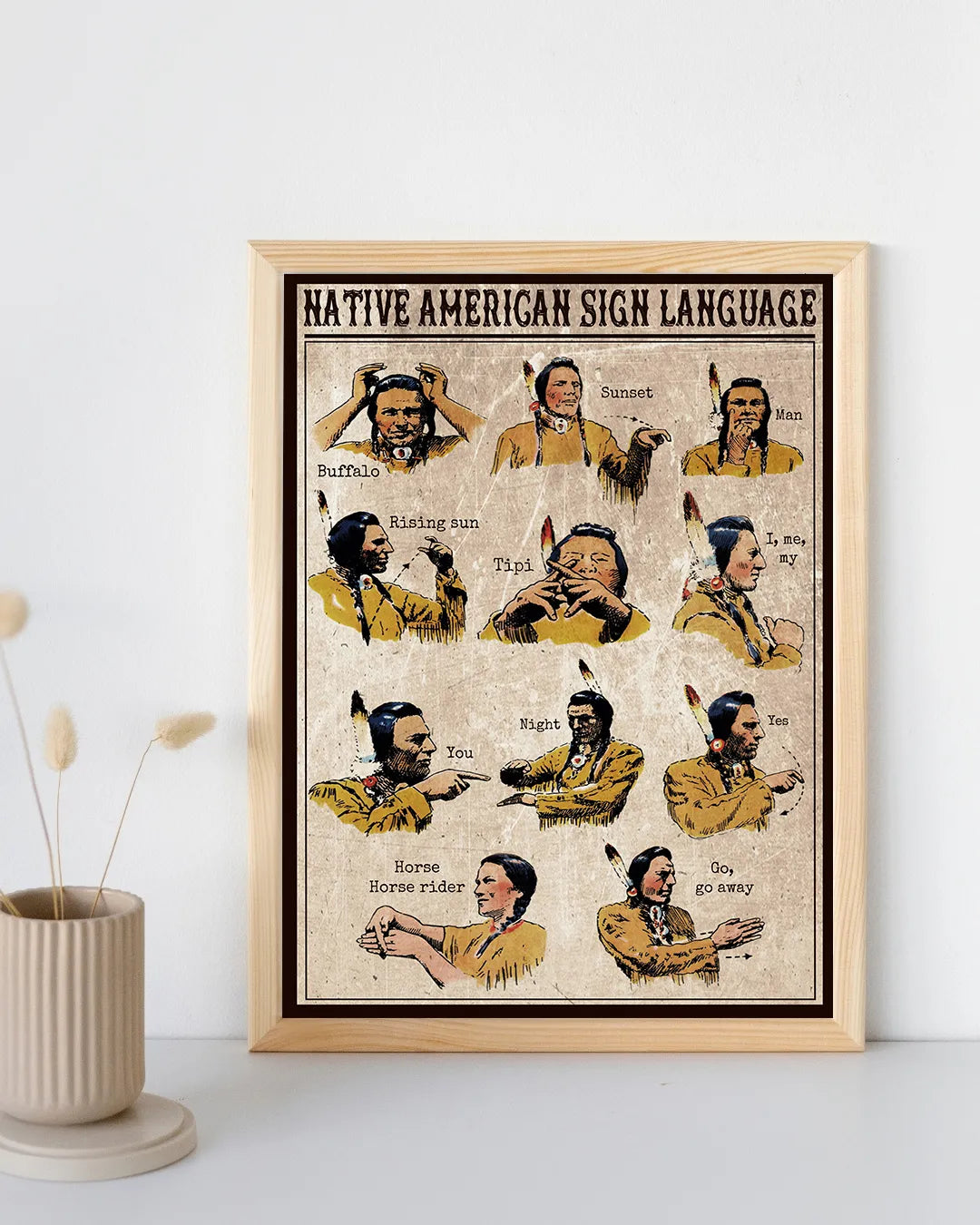 Poster featuring the Native American sign, symbolizing strength and survival.