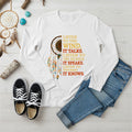 White Native American spirit long sleeve tee showing dreamcatcher and motivational quote