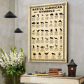 Canvas featuring Native American animal symbols, each representing spiritual traits and life lessons.