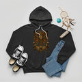 Black hoodie featuring a detailed Native-inspired owl and dreamcatcher design for spiritual protection.