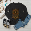 Black long sleeve featuring a detailed Native-inspired owl and dreamcatcher design for spiritual protection.