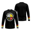 Premium long sleeve T-shirt featuring symbolic Native American handprint design.