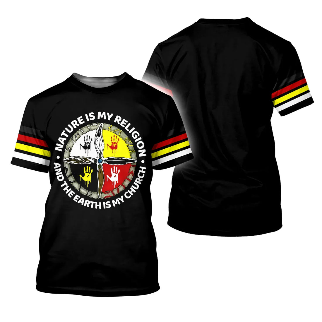  Premium polo shirt featuring symbolic Native American handprint design.