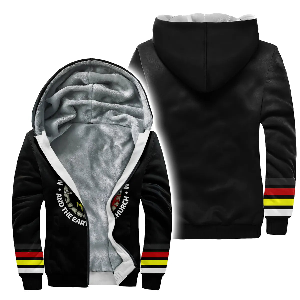 Velvet jacket with Native American handprint design, perfect for cozy wear.