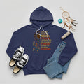 Navy hoodie featuring ‘Listen to the Wind’ dreamcatcher print inspired by Plains tribes.