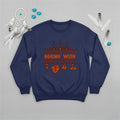 Navy crewneck sweatshirt featuring a sacred teepee and feather totem design with the quote “American History Begins with Native History.