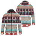 Southwestern Native American geometric print zip-up hoodie with tribal patterns, designed for casual and everyday wear.