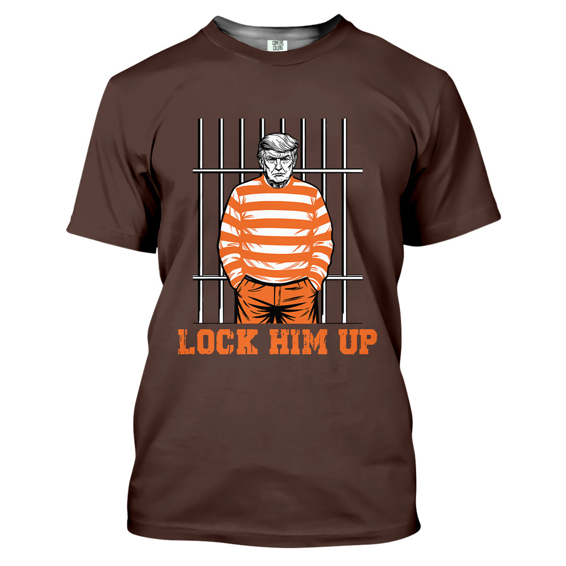 "Lock Him Up" Prison Stripes Graphic Tee - For Political Humor Lovers