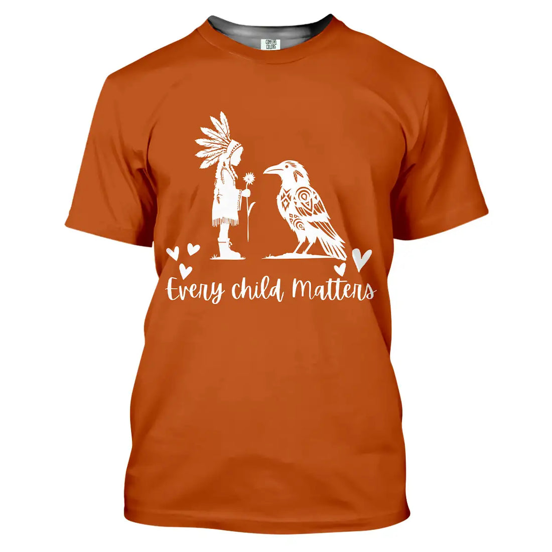 Native American designed "Every Child Matters" Shirt, Tribal Indian Girl with Raven