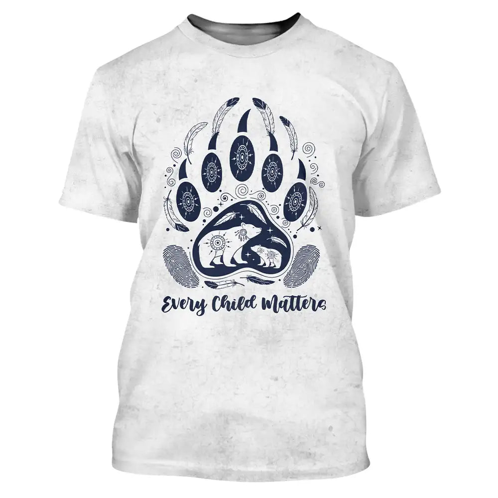 "Every Child Matters" Native American T-Shirt  Tribal Bear Paw Design Gift
