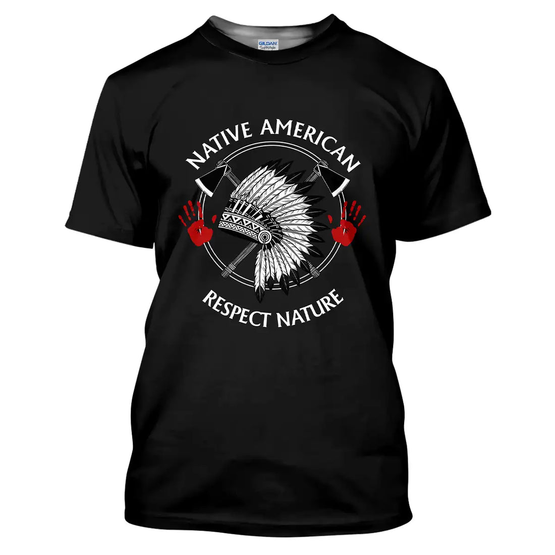 "Respect Nature", Headdress and Tomahawk Native American T-Shirt