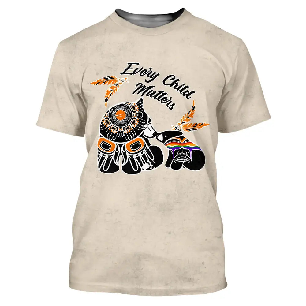 Tribal Culture Native American T-Shirt, "Every Child Matters" Bears Shirt