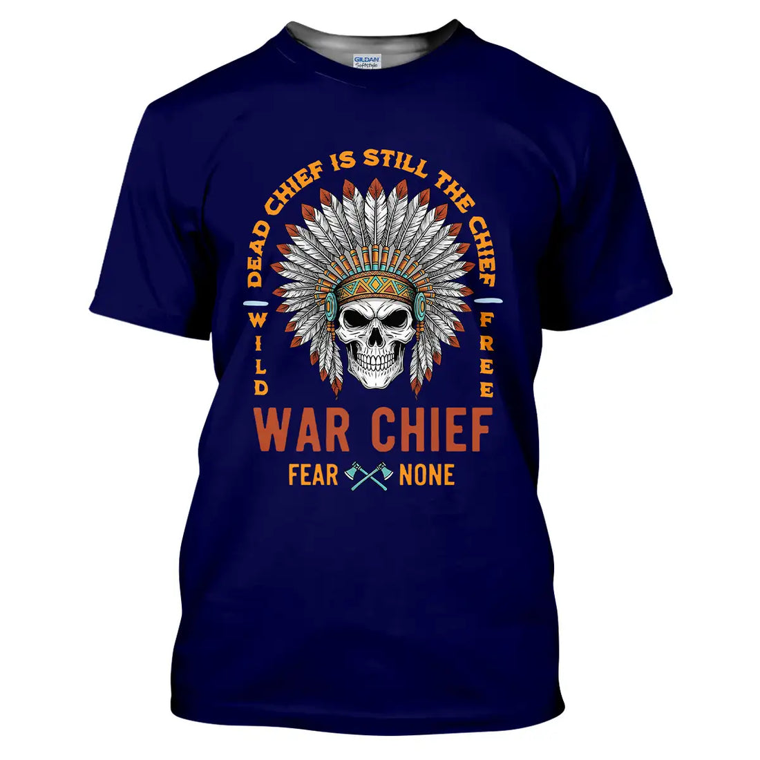 Halloween Native American T-Shirt - War Chief Skull Headdress Fear None Spirit Shirt