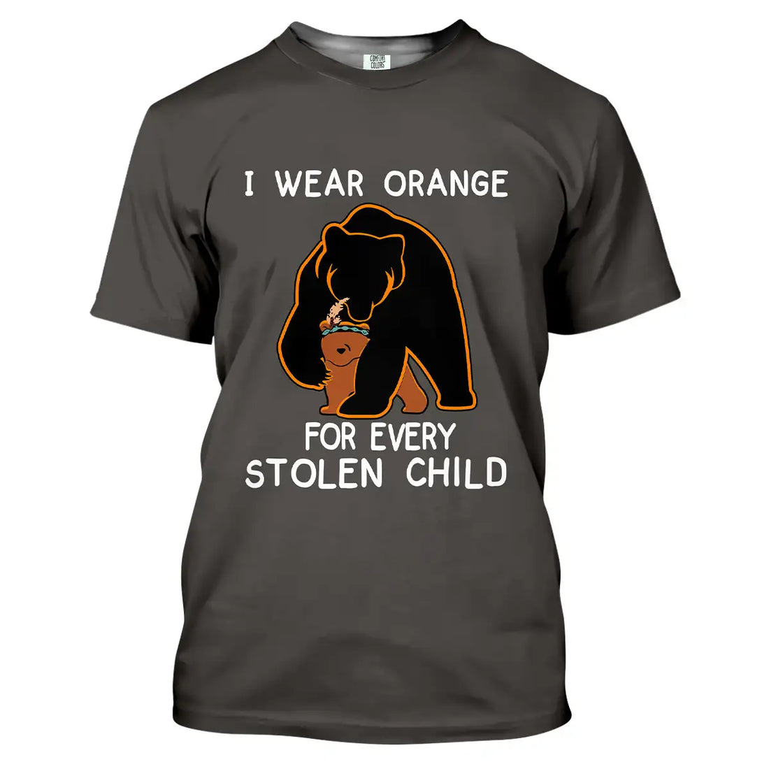 Indigenous “I Wear Orange For Every Stolen Child” Comfort Unisex T-Shirt, Bear and Cub Art