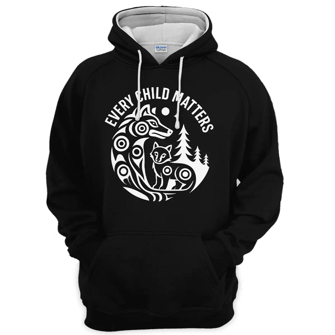 "Every Child Matters" Hoodie, Native America Wolf Design, Awareness Sweater