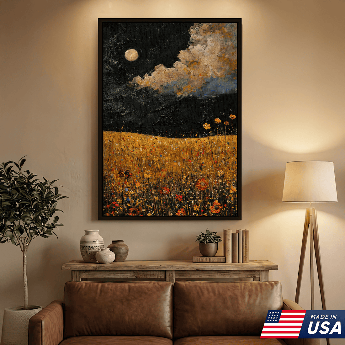 Under the Moonlight – Golden Field Beneath a Dark Sky