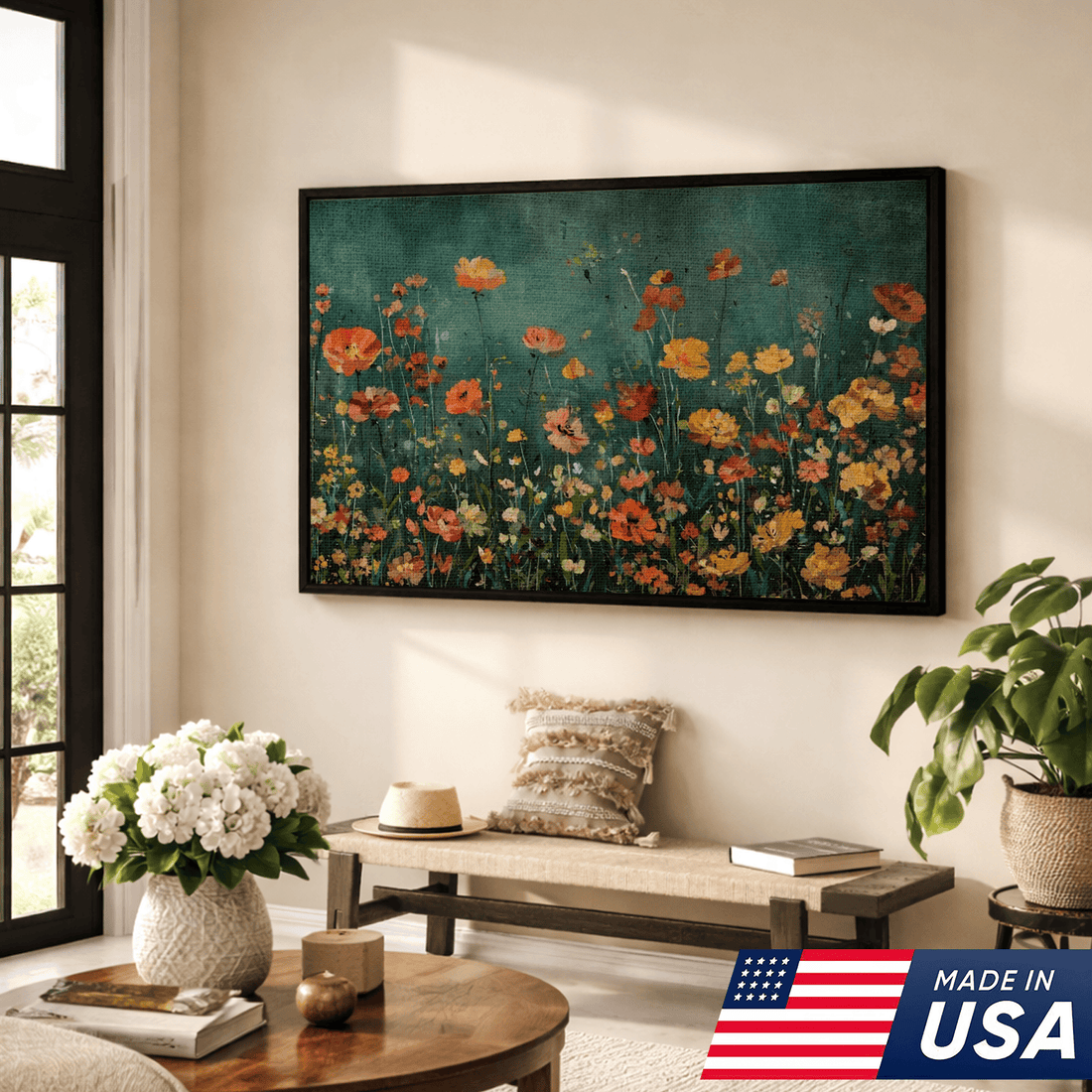 Moody Floral Canvas Art – Dark Botanical Stillness