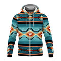 Front view of Canyon Ridge Tribal Fleece Jacket featuring the same striking Southwestern-inspired geometric motif in turquoise, rust