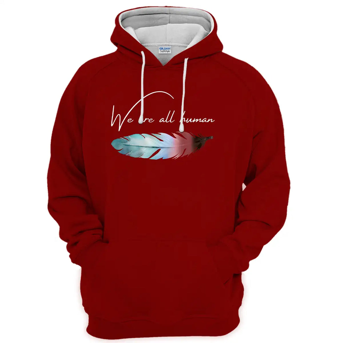Native America, “We Are All Human”, Unisex Hoodie, Feather Graphic Crewneck