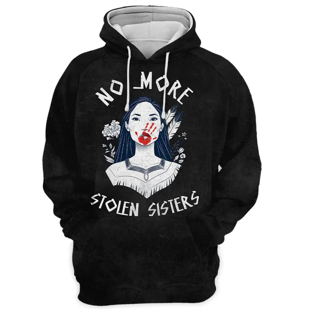 Native American Hoodie, No More Stolen Sisters with Red Handprint Design