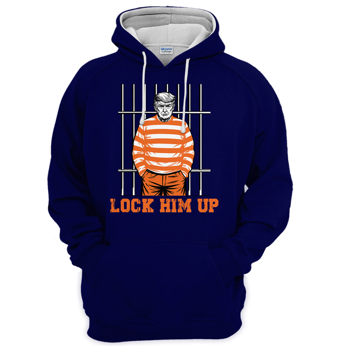 "Lock Him Up" Prison Stripes Hoodie, Political Humor, Perfect Bold Statements